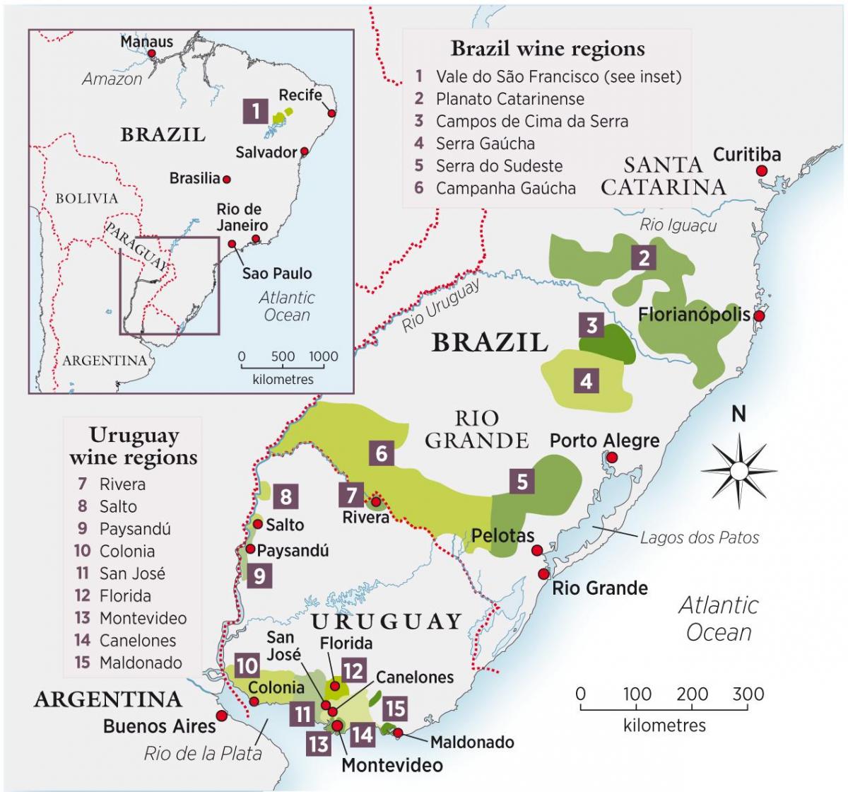 نقشه از اروگوئه شراب